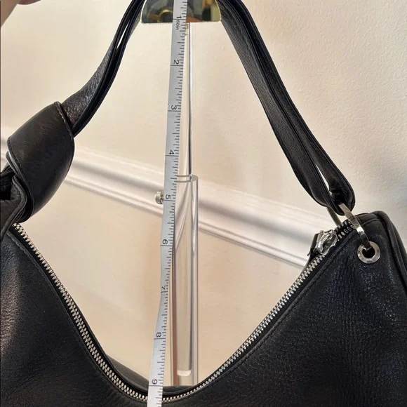 BORBONESE Black Italian Leather Hobo Bag with signature knot strap - Picture 11 of 16